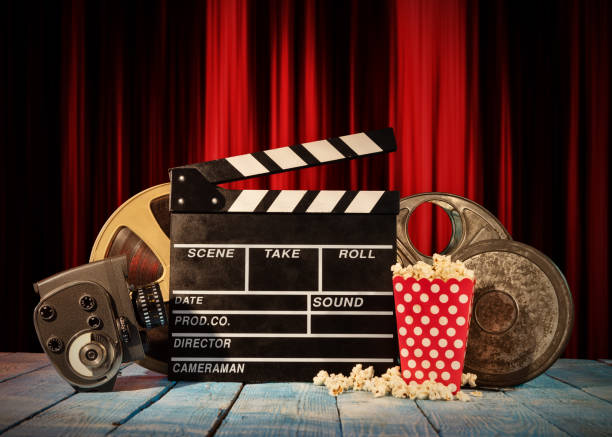 istock Retro film production accessories still life. 649245540