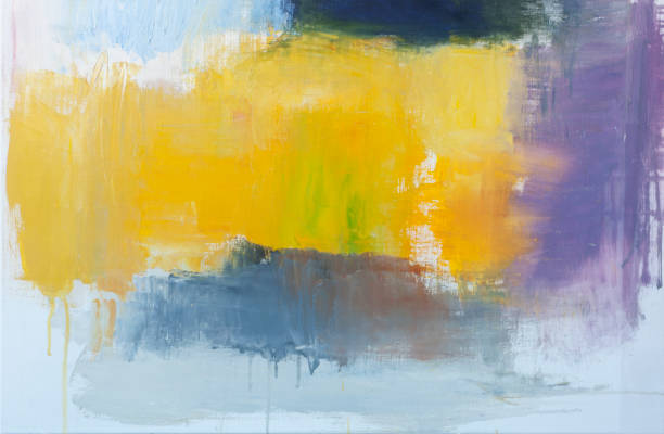 istock Abstract painted yellow purple and blue art backgrounds 649252048