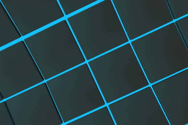 istock Wavy surface made of cubes with glowing background 649255924