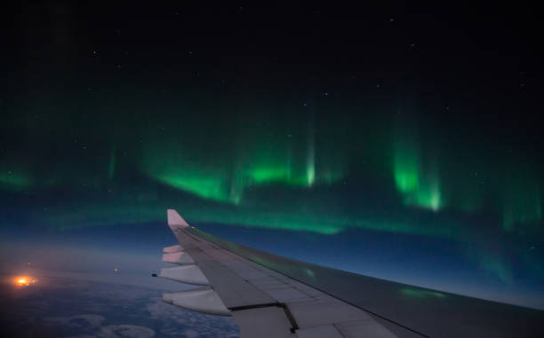 istock Northern lights (Aurora Borealis) from the airplane 649266928
