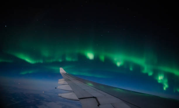 istock Northern lights (Aurora Borealis) from the airplane 649266944