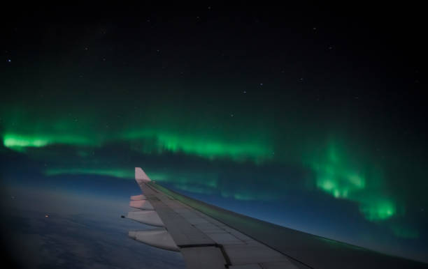 istock Northern lights (Aurora Borealis) from the airplane 649266976