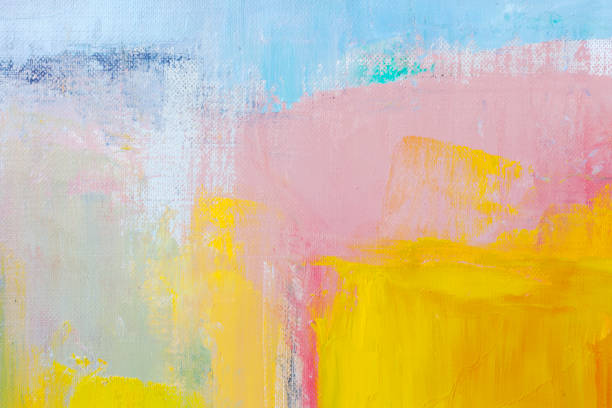 istock Abstract painted yellow purple and blue art backgrounds 649267656