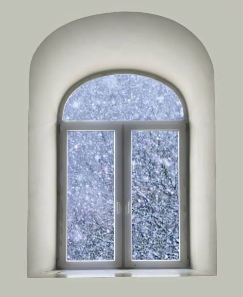 white semicircular modernist windows on a white wall
winter, snow, snowstorm, snowfall