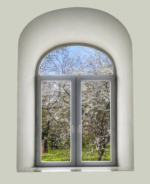 istock white semicircular modernist windows on a white wall
spring, flowers, cherry, apple, grass in the window 649270836