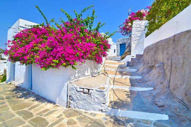 cycladic architecture at Apollonia Sifnos Greece stock photo