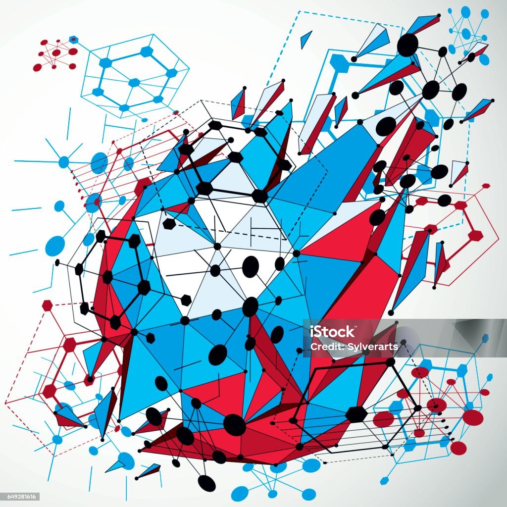 Bauhaus Art 3d Bố Cục Với Vật Thể Biến Dạng Đa Thấp Phối Cảnh Hình ...