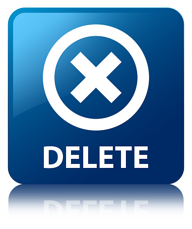 Delete isolated on blue square button reflected abstract illustration