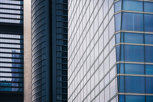 Modern office buildings in Madrid, Spain.