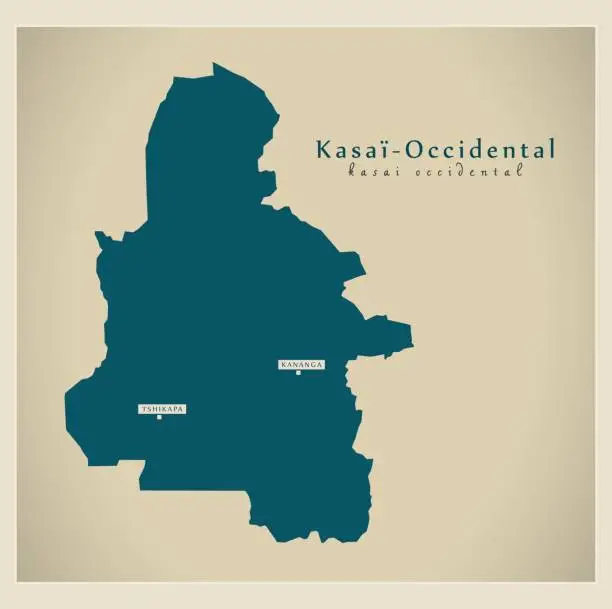 Vector illustration of Modern Map - Kasai-Occidental CD province illustration silhouette