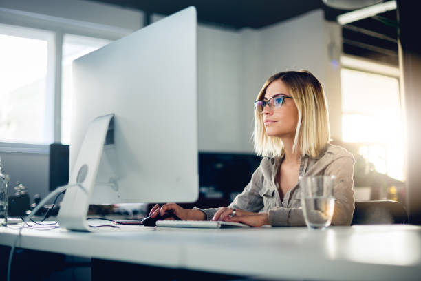 istock Businesswoman at office 649295662