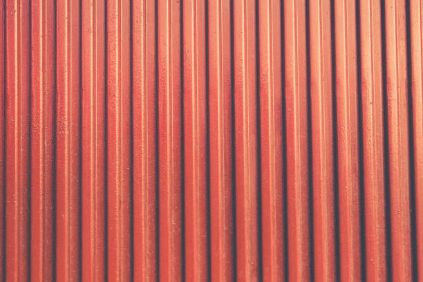 istock Red garage door metal texture 649299072