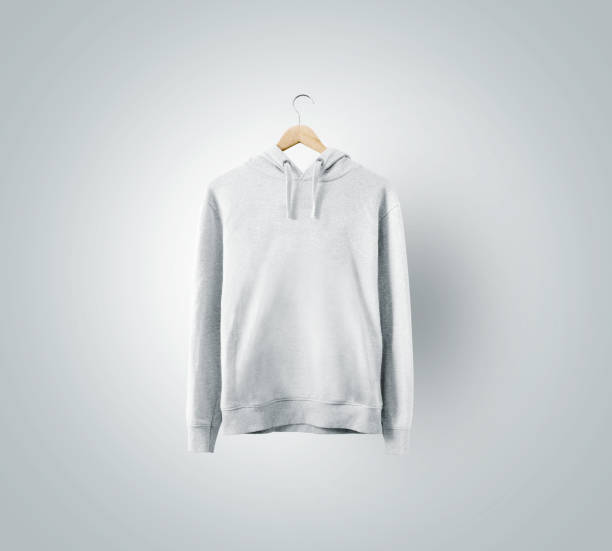 istock Blank white sweatchirt mockup hanging on wooden hanger 649300590
