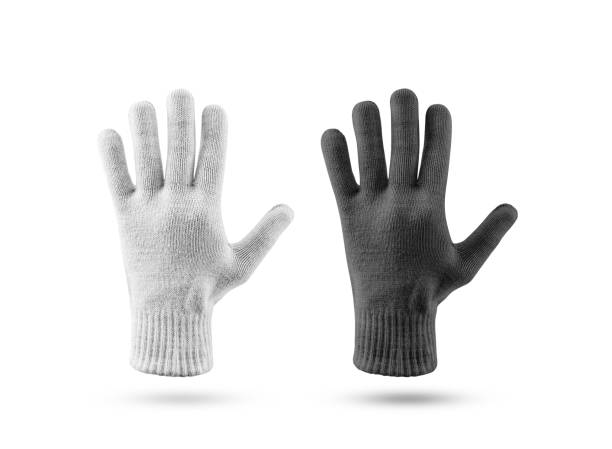 istock Blank knitted winter gloves mockup set, black and white 649300718