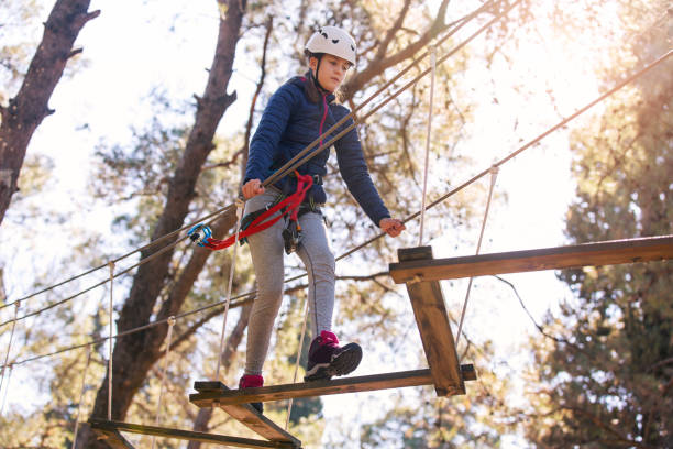 istock Girl in adventure park 649301250