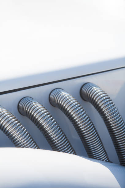 istock Shiny vintage exhaust pipes 649301758