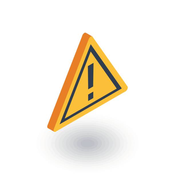 Hazard, warning, attention isometric flat icon. 3d vector vector art illustration