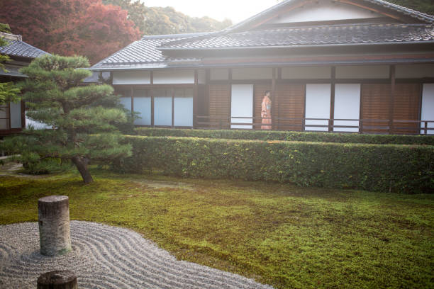 istock Woman in a Kimono exploring a Japanese Temple 649313374