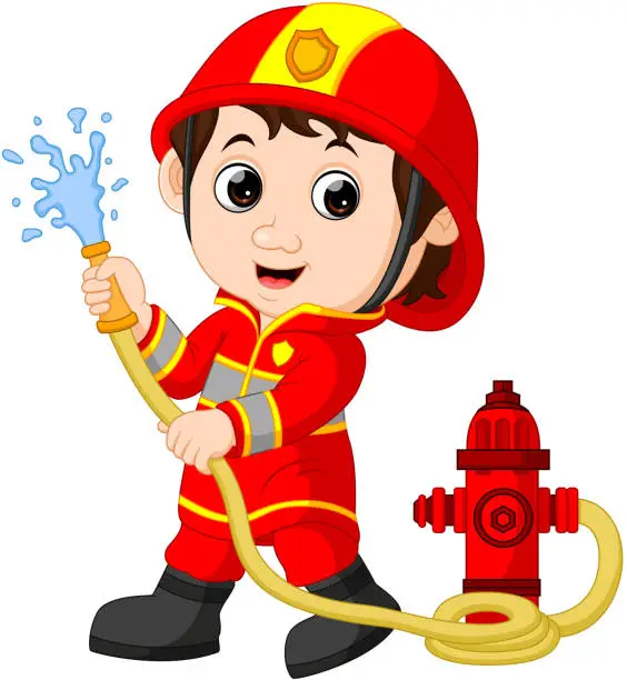 Vector illustration of firefighter cartoon