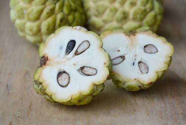 istock sweetsop cut on wooden board 649315050