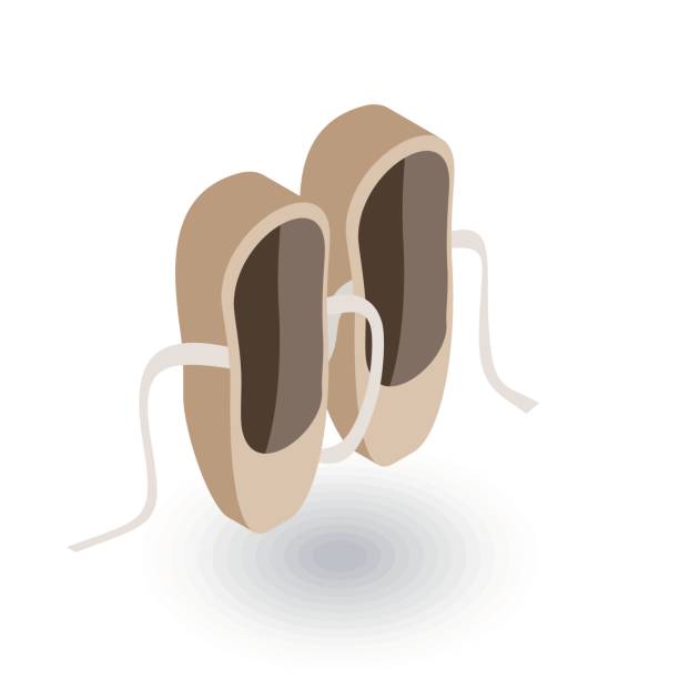 illustrations, cliparts, dessins animés et icônes de icône du ballet shoes isométrique plat. vecteur 3d - round toe shoes