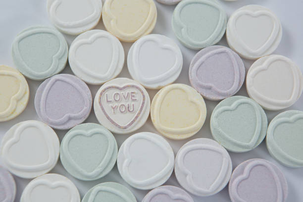 Heart shape confectionery with text I love you