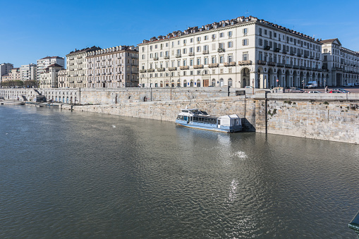 The Po River and Murazzi in Turin, Italy