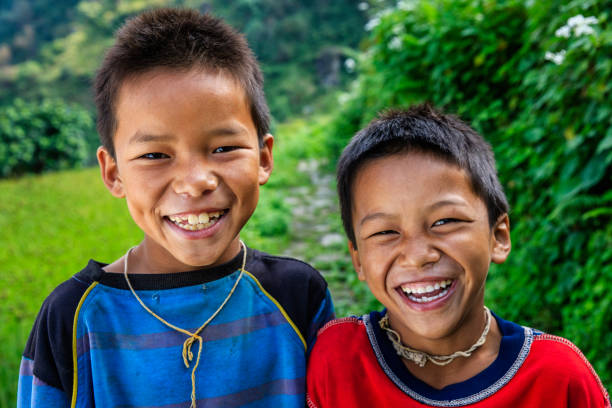 istock Happy Nepalese boys near Annapurna Range 649338538