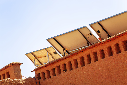 solar panel with desert house
