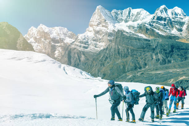 istock Adventurous Quality People making Ascent to high Mountain 649355318