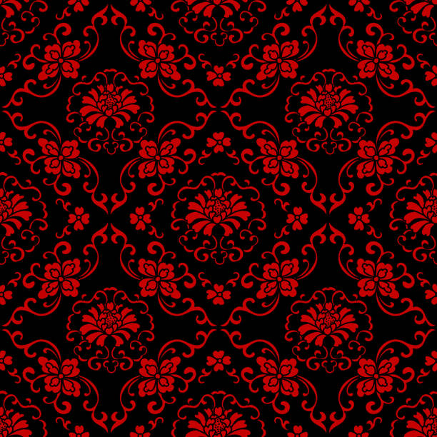 istock Seamless Chinese Background Botanic Cross Spiral Flower Vine 649359066