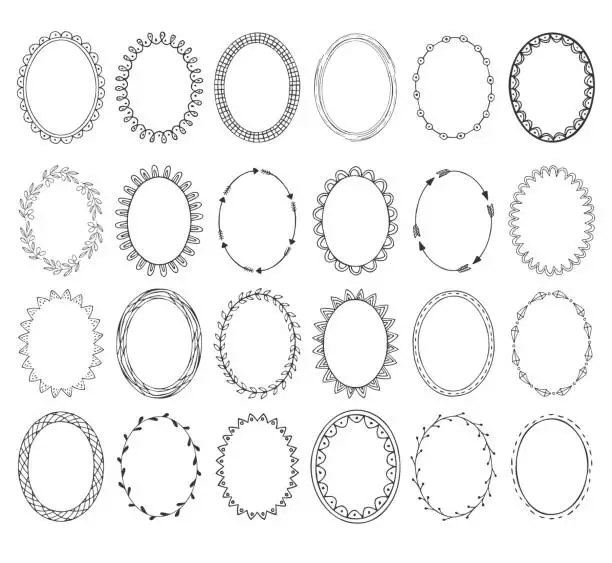 Vector illustration of Oval photo frames