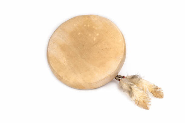 Single Taos Native American Drum with Feathers and Intricate Bead work. Handmade and ready for your artwork.