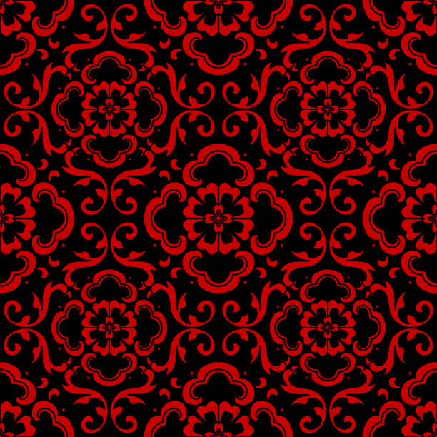 istock Seamless Chinese Background Curve Spiral Cross Flower 649367146