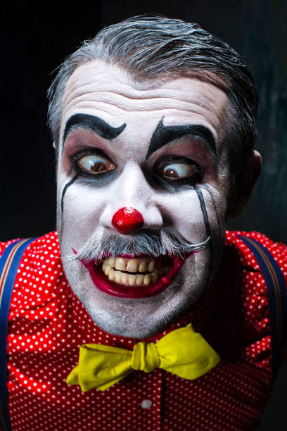 istock Terrible crazy clown and Halloween theme 649367166