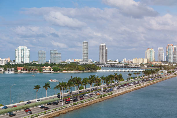 istock Miami panorama with car traffic 649369712