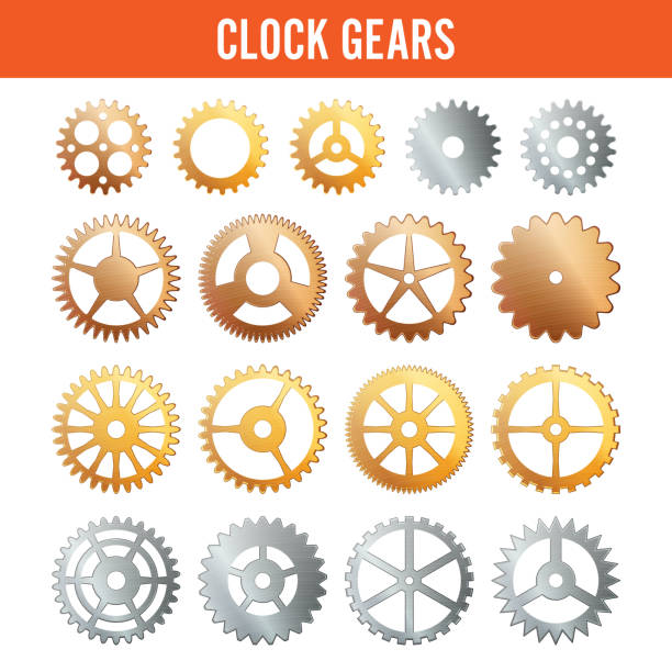 istock Vector Clock Gears. Metal Icons Isolated On White Background. Silver, Gold, Bronze 649370712