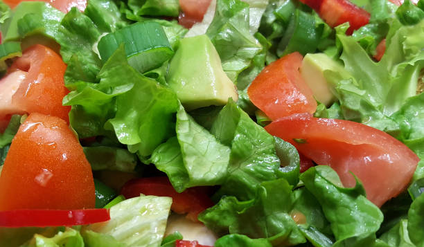 istock Fresh salad with tomatoes,avocado and green lettuce 649370894