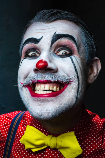istock Terrible crazy clown and Halloween theme 649376390