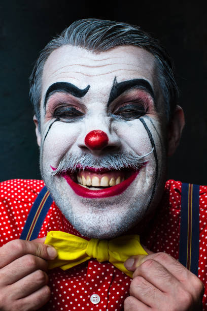istock Terrible crazy clown and Halloween theme 649376720