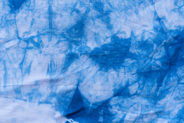 istock Pattern of blue tie batik dye on cotton cloth 649376758