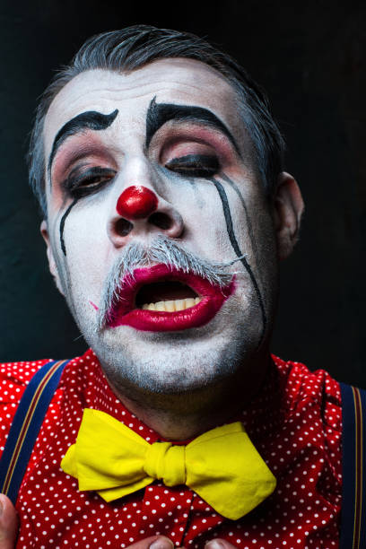 istock Terrible crazy clown and Halloween theme 649376922