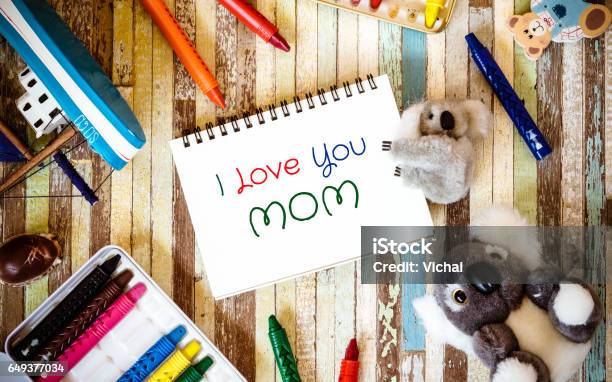 Mothers Day Greeting Card Concepts With I Love You Mom Stock Photo -  Download Image Now - iStock