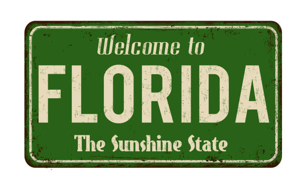 Welcome to Florida vintage rusty metal sign stock photo