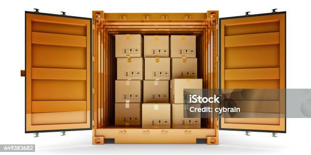 貨物輸送パッケージ出荷配送と配信の概念 - 容器のストックフォトや画像を多数ご用意 - 容器, 箱, 輸送コンテナ