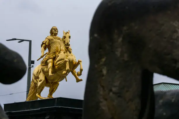 Photo of Dresden Golden Rider Outdoors Monument in Winter Overcast Weather