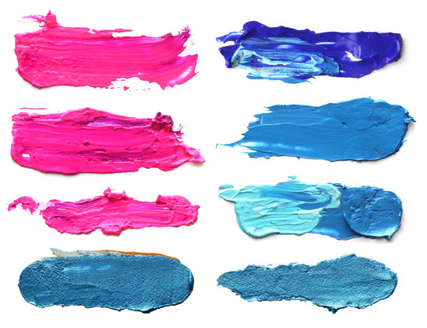 istock Set of abstract acrylic brush strokes. 649403256