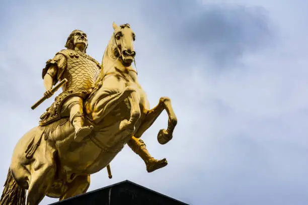 Photo of Dresden Golden Rider Outdoors Monument in Winter Overcast Weather