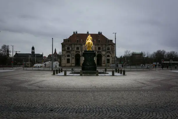 Photo of Dresden Golden Rider Outdoors Monument in Winter Overcast Weather