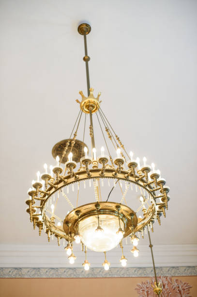 istock Beautiful chandelier hanging from ceiling 649416088